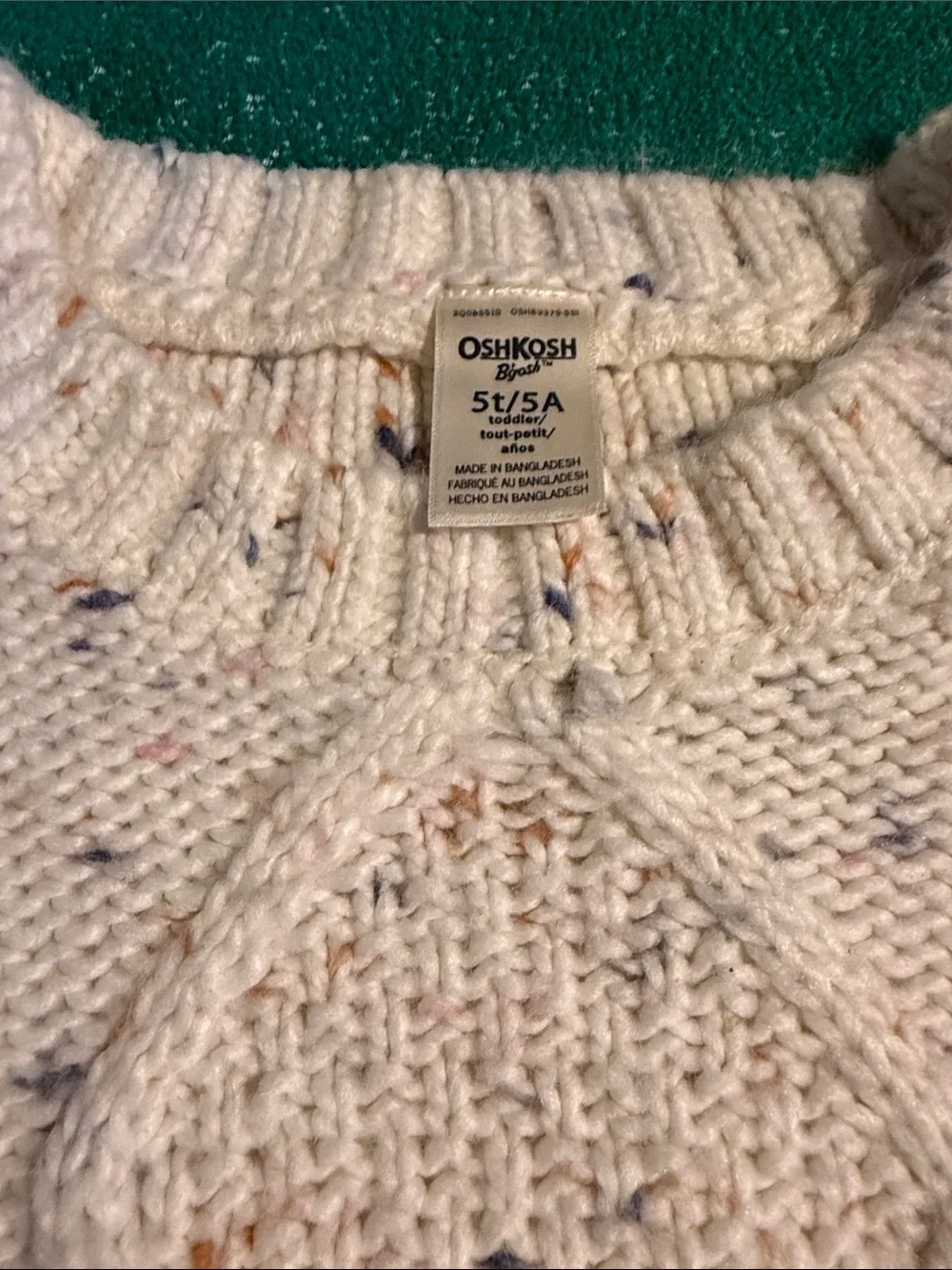 Girl's Cozy Speckled Cream Cable Knit Sweater